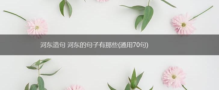 河东造句 河东的句子有那些(通用70句),第1张