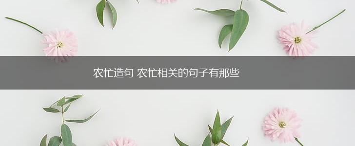 农忙造句 农忙相关的句子有那些,第1张