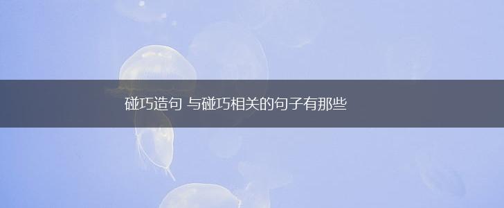 碰巧造句 与碰巧相关的句子有那些,第1张
