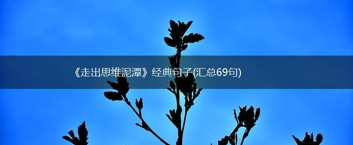 《走出思维泥潭》经典句子(汇总69句),第1张