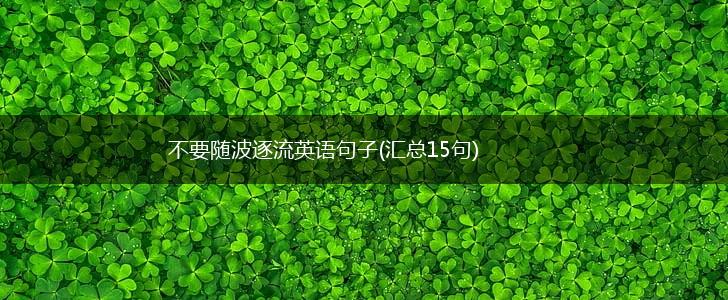 不要随波逐流英语句子(汇总15句),第1张