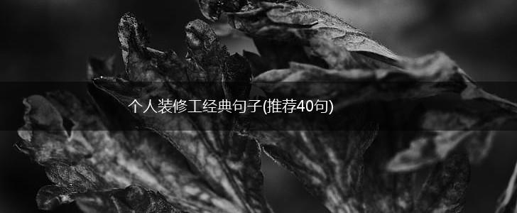 个人装修工经典句子(推荐40句),第1张