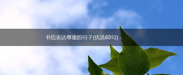 书信表达尊重的句子(优选60句),第1张